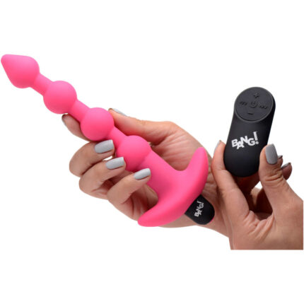 Remote Control Vibrating Silicone Anal Beads - Pink - Image 3