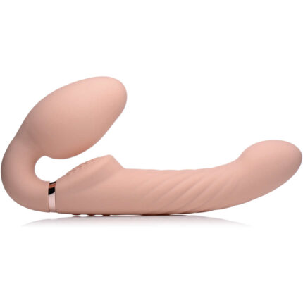 Ergo-Fit Twist Inflatable Vibrating Silicone Strapless Strap-on - Beige - Image 4