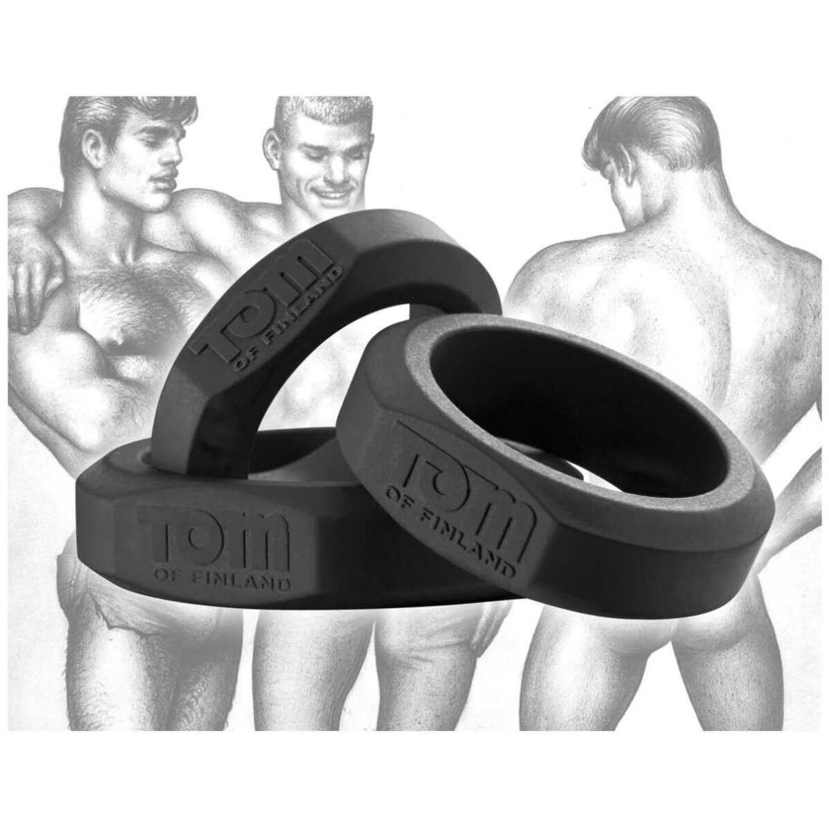 Tom of Finland 3 Piece Silicone Cock Ring Set - Black