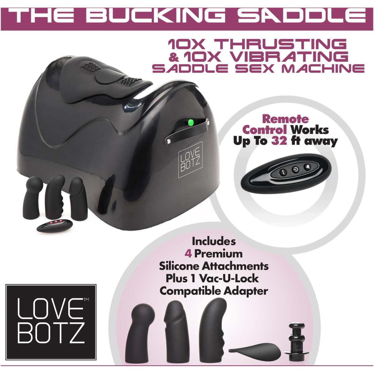 LoveBotz The Bucking Saddle 10X Thrusting And Vibrating Saddle Sex Machine  For Sale On » HD Sex Toys