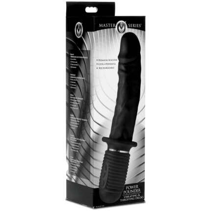 Power Pounder Vibrating and Thrusting Silicone Dildo - Black - Image 6