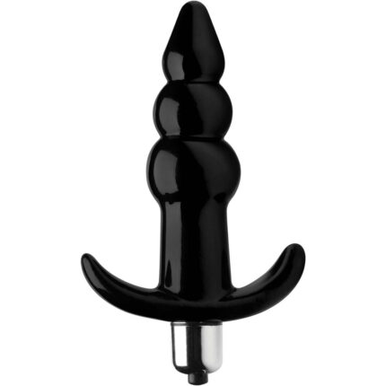 Ribbed Vibrating Butt Plug - Black - Image 4