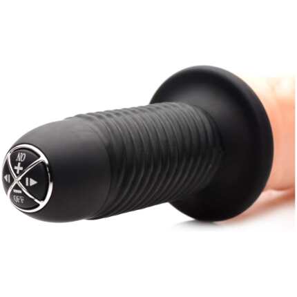 The Curved Dicktator 13 Mode Vibrating Giant Dildo Thruster - Flesh - Image 3