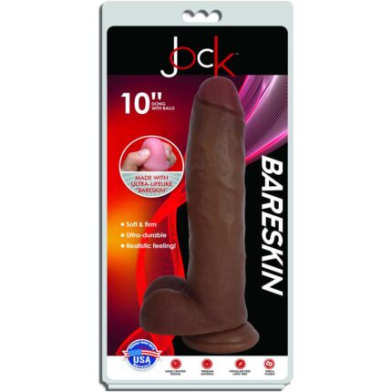 Jock Dark Bareskin Dildo with Balls - 10 Inch - Image 4
