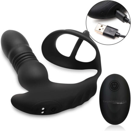 Thrusting Vibrator with Cock and Ball Ring and Remote - Image 5