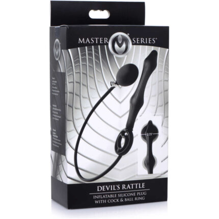 Devils Rattle Inflatable Silicone Anal Plug with Cock and Ball Ring - Image 10