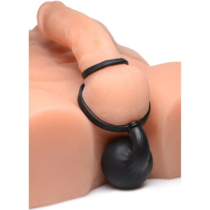 Devils Rattle Inflatable Silicone Anal Plug with Cock and Ball Ring - Image 3