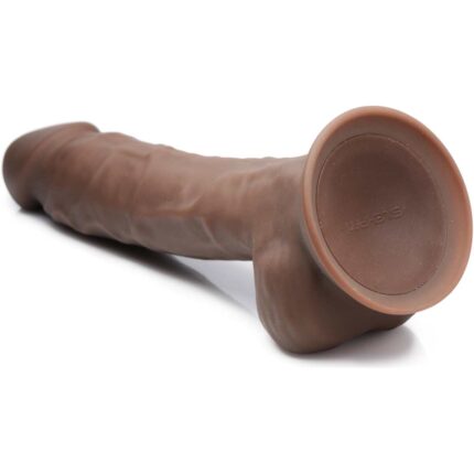 8 Inch Silexpan Hypoallergenic Silicone Vibrating Dildo - Dark - Image 4