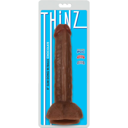 8 Inch Slim Dildo with Balls - Dark - Image 3