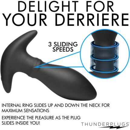 Rim Slide 10X Sliding Ring Silicone Butt Plug with Remote - Image 6