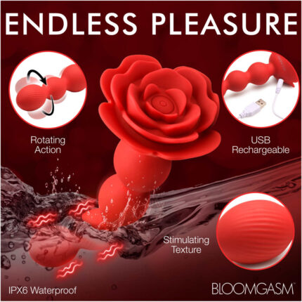 10X Rose Twirl Vibrating and Rotating Silicone Anal Beads - Image 8