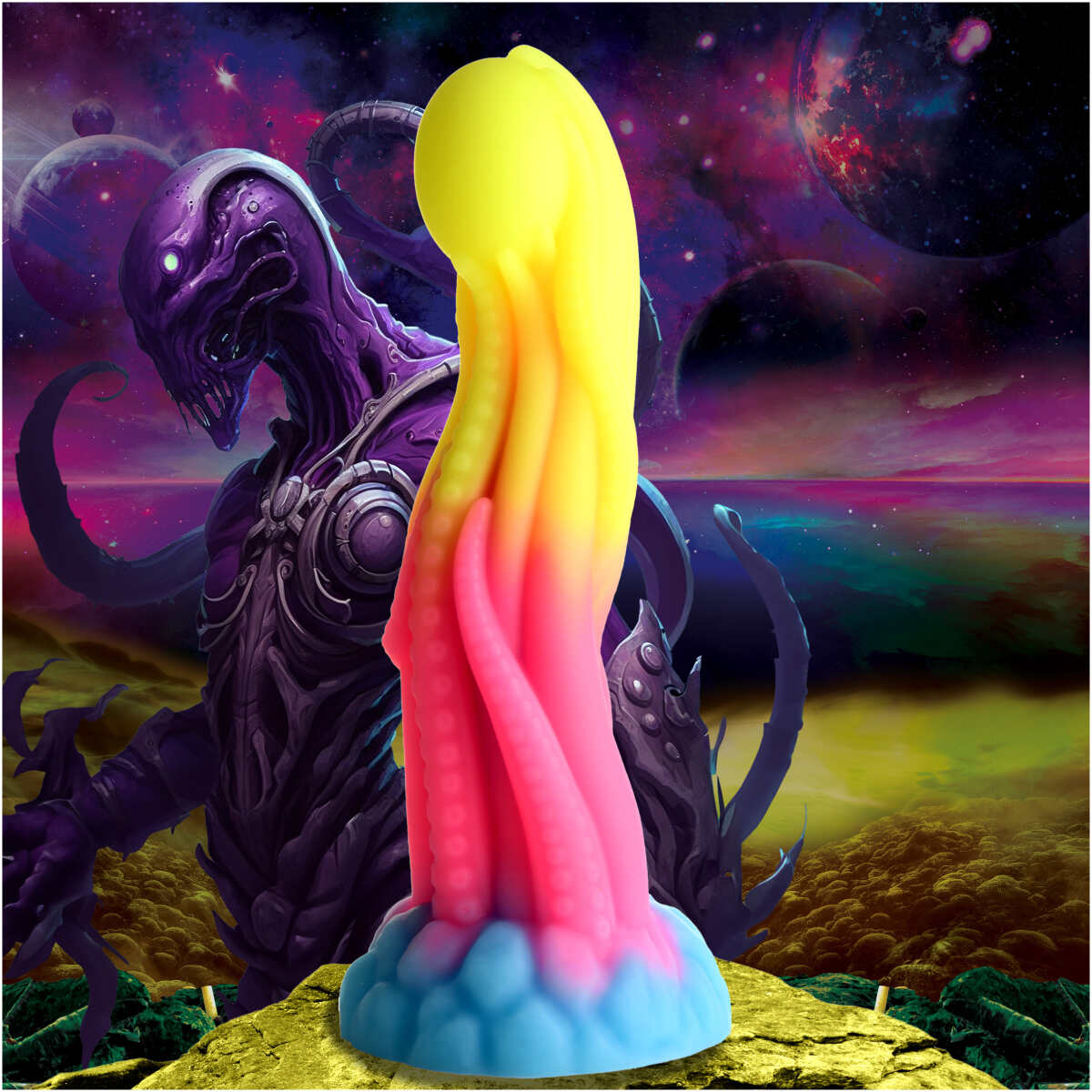 Tenta-Glow Glow-In-The-Dark Silicone Dildo